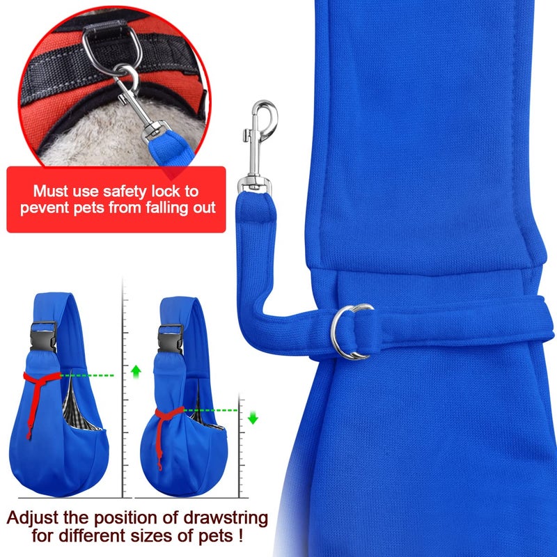 Tomkas Dog Sling Carrier for Small Dogs - Royal Blue, Adjustable Strap & Zipper Pocket, Up to 10 lbs. Perfect Puppy Carrier for Small Dogs - Image 5